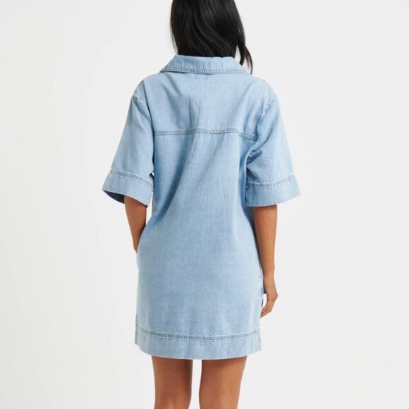 Bronze Snake Rhythm Mini Denim Dress Sky Blue NWOT - Picture 2 of 4